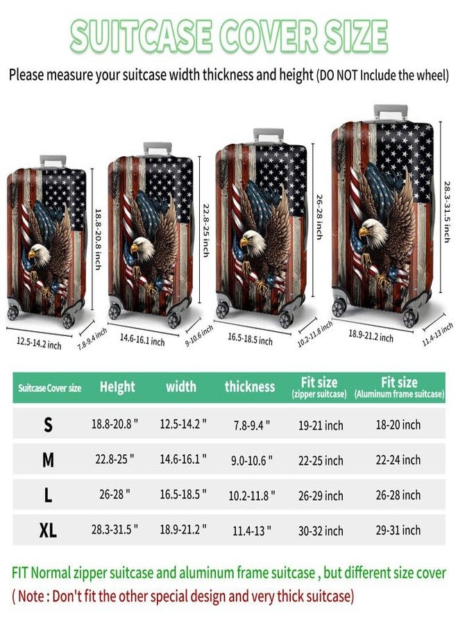 FUYOCWE Luggage Covers for Suitcase TSA Approved,Elastic Washable Suitcase Cover Protector Sleeve Wrap for 29-32 Inches Luggage Travel Accessories-Bald Eagle with Flag - Image 4